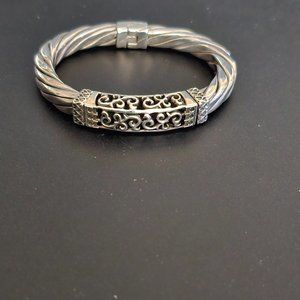 SILPADA Sterling Silver Twisted Square Cable Hinged Bangle Bracelet